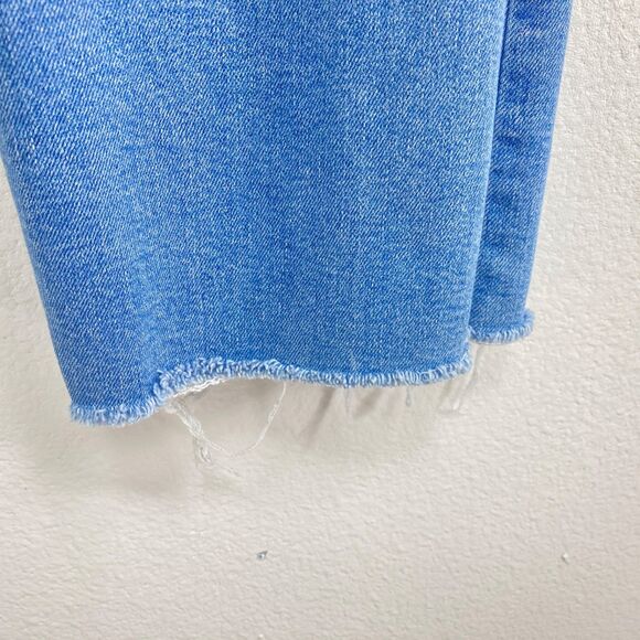 Levi Ribcage Straight Ankle Women Jeans Size 30 Button Front Med Wash Distressed - Picture 11 of 16